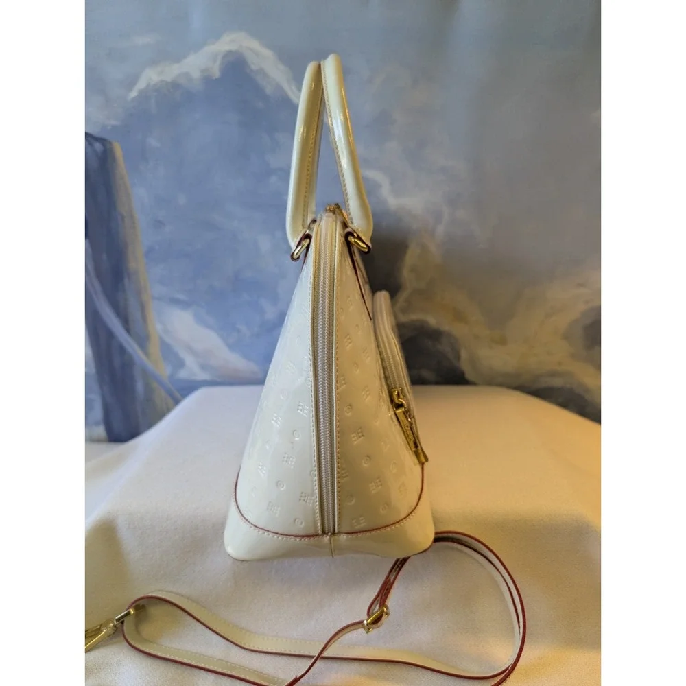 Arcadia Patent Leather Two -Way Satchel In Ivory